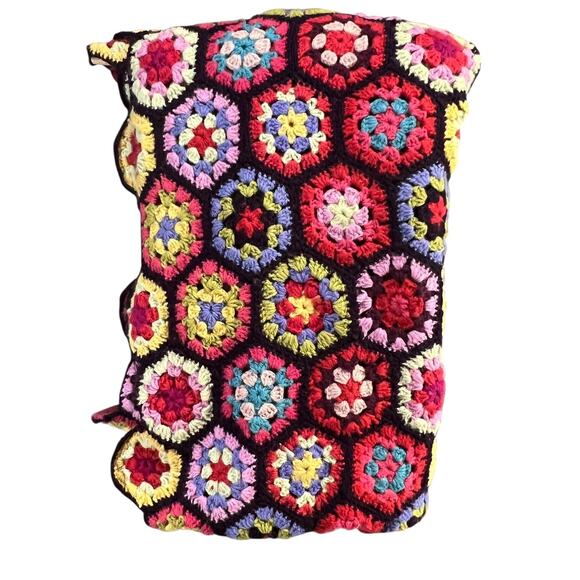 Kaffe Fassett Pine Cone Hill Wool Crochet Granny Hexagon Afghan Throw Blanket - Picture 5 of 11